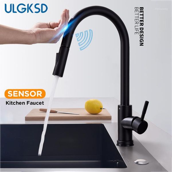 Rubinetti da cucina Rubinetto miscelatore intelligente estraibile senza piombo in acciaio inossidabile Spruzzatore ad arco alto Rubinetto con sensore tattile Filtro dell'acqua1