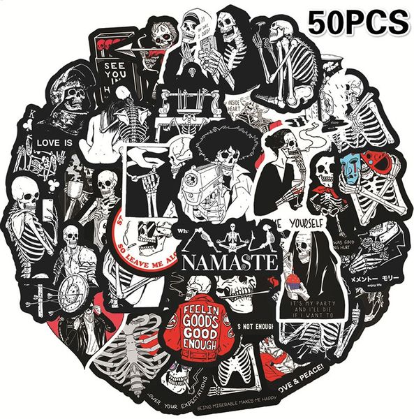

50pcs funny skull horror tide graffiti stickers lapluggage skateboard waterpoof stickers refrigerator guitar car decoration stickers