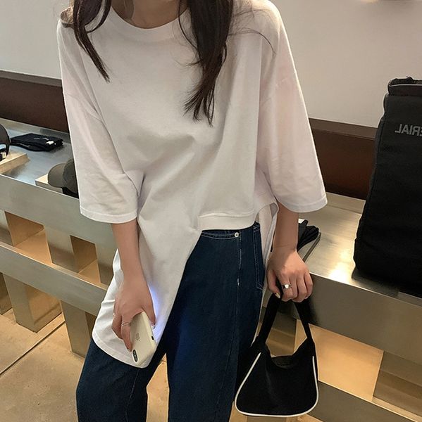 

середина верхней части пальто рукав футболки женские осенние середины долго вокруг шеи свободно и просто нерегулярный универсальный тонкий в, White