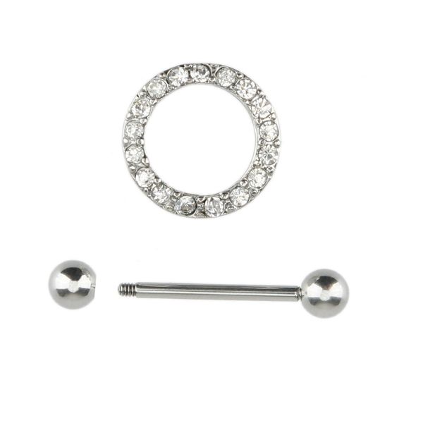 

1pc paved circle nipple shield body piercing bar for women body jewelry w2124