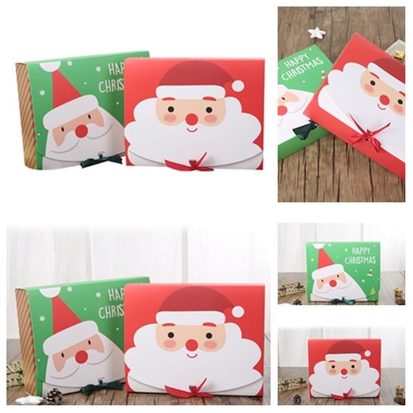 Neue große Geschenkbox für Heiligabend, Weihnachtsmann, Papierkarte, Kraftgeschenk, Partybevorzugung, Süßigkeitenbox, rote und grüne Partybevorzugung T2I51659