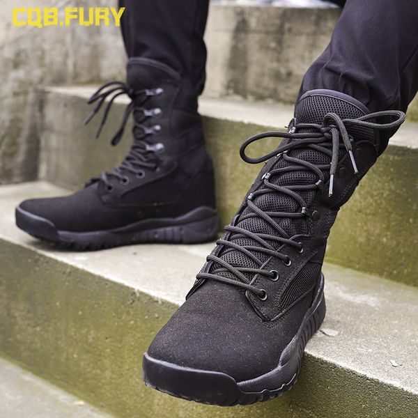 

2019 summer mesh breathable 07 ultra-light men's high help special forces tactical combat boots, Black