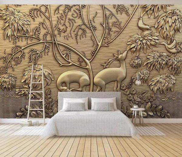 

wallpapers [self-adhesive] 3d tree and deer 1771528 wall paper mural print decal murals1