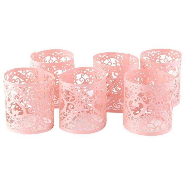 

lot of 6pcs led candle lampshade pattern heart ajoure decoration for christmas wedding (pink