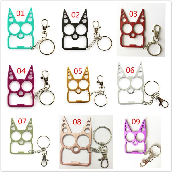 

wholesale portable cute cat opener screwdriver keychain cat head self-defense multifunction outdoor gadgets keychain gift ship, Silver