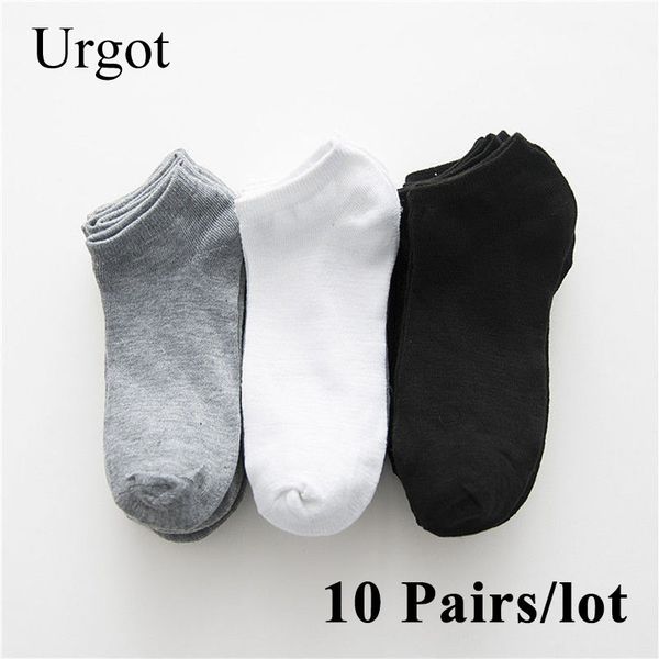 

men's socks urgot 10 pairs breathable sports solid color boat socks comfort cotton ankle socks men white black calcetines