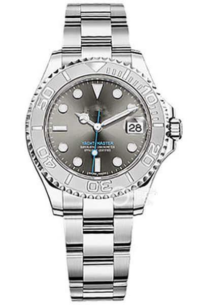 

37mm men's watch stylish grey dial with calendar stainless steel folding clasp automatic mechanical waterproof men's watch, Slivery;brown