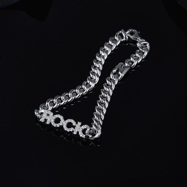 

cool brand design 925 sterling silver rock love letters chain necklace micro 5a cubic zirconia women fine luxury jewelry