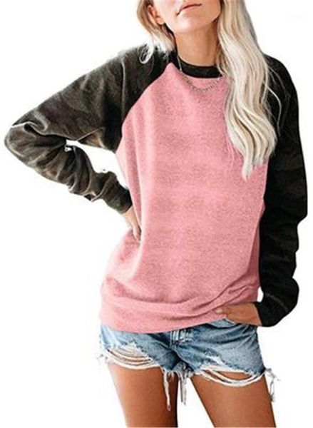 

women camouflage patchwork hoodies sweatshirts fashion loose long sleeve round neck sport pullover sweater designer female casual clothing, Black