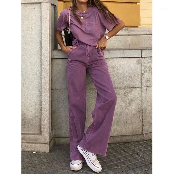 

women high waist jeans baggy boyfriend wide leg jeans 2020 cool fashion purple women cargo pants lady plus size flare trousers1, Blue