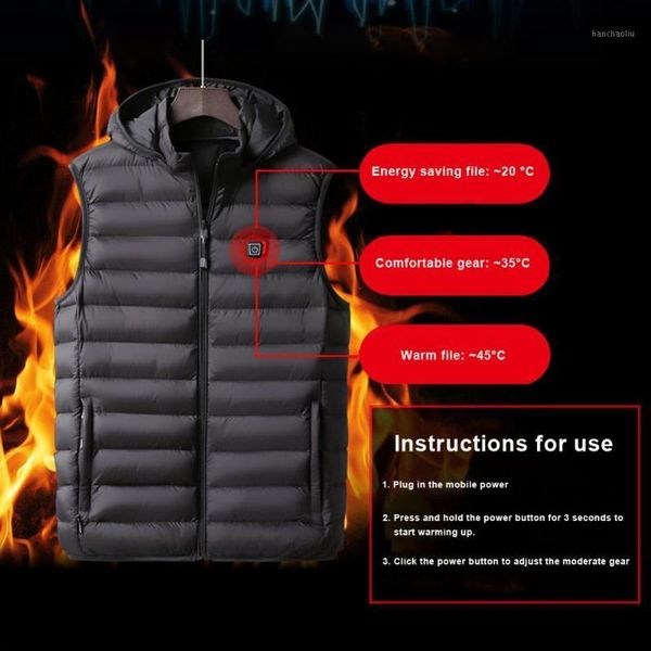 

outdoor t-shirts winter fashion heating vest washable usb charging warm control temperature camping hiking golf1, Gray;blue