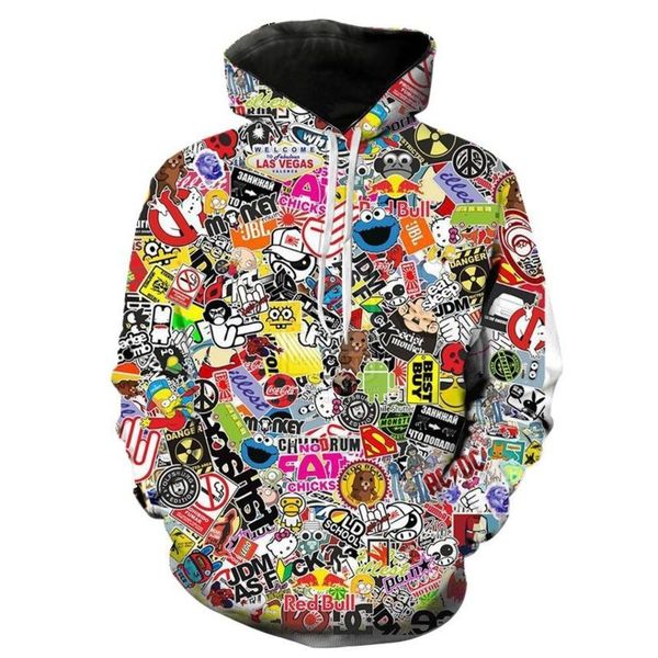 

men's women's hooded sweatshirts, graffiti casual ets, street cloth for boys and girls, 3d sweaters, novelty, Black