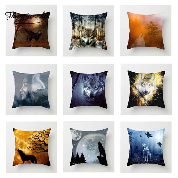 

fuwatacchi animals wolf cushion cover for sofa home decor forest moon pillow cover for car home room decorative pillowcase 2020