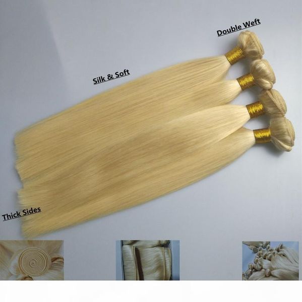 

silk straight человеческие волосы девственницы переплетений 3 или 4 пачки с bleach blonde color 613 уток волос # бразильский индийский малаз, Black