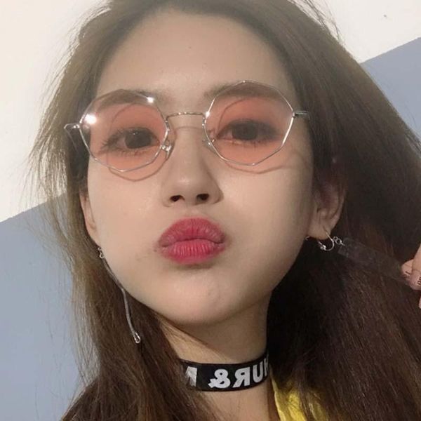 

sunglasses octagon women brand designer clear red pink lens polygon glasses vintage alloy sun for men retro shades, White;black