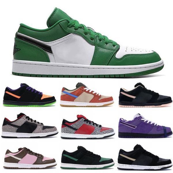 

new low 1 1s jumpman basketballs shoes og sp travis scotts unc emerald toe hyper royal court purple paris men women sport sneakers gt3d, Black