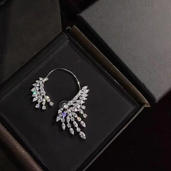 

stud 2021 brand pure s925 sterling silver jewelry single tassel zircon earrings high quality, Golden;silver