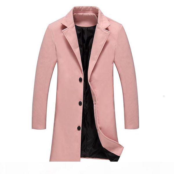 

xmy3dwx winter new fashion men solid color single breasted trench coat men casual slim long woolen cloth coat large size 5xl mx191118, Black