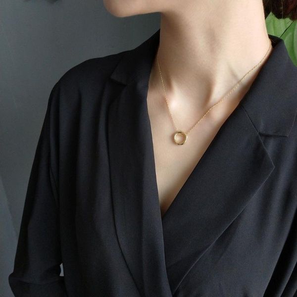 

sjbo-12 personality irregular circle gold color necklace geometric clavicle chain necklace for women, Silver