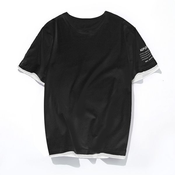 

2020 summer new leisure loose short sleeve t-shirt student vacation two pieces fashion trend men, White;black