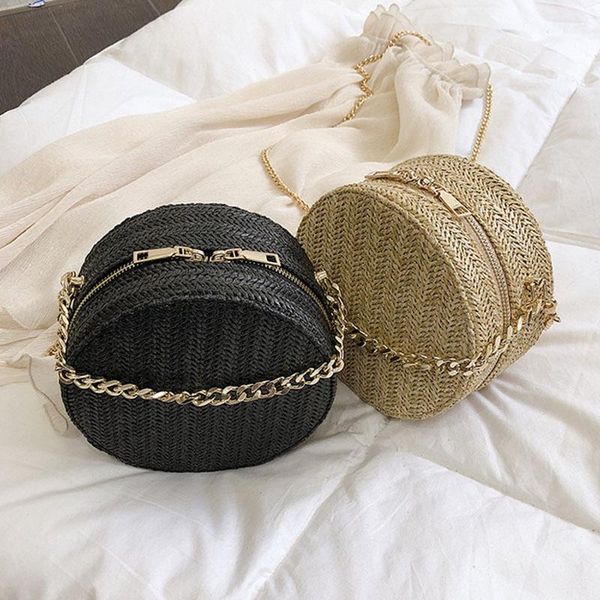 

ladies crossbody bag round weaved removable strap handbag shoulder bag new
