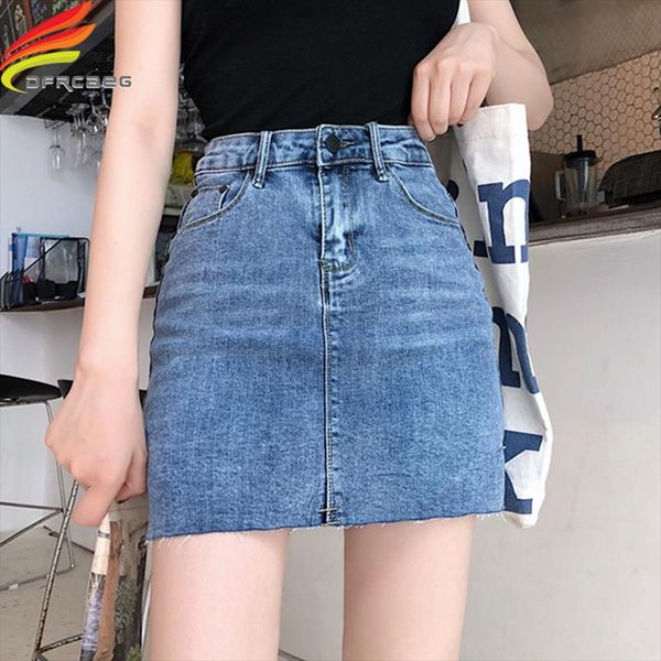 

street wear blue black casual mini denim skirt 2020 spring summer new women pencil skirt pocket jeans midi waist skirts