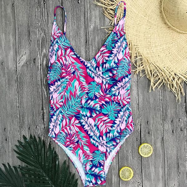 

one-piece printed backless bikini swimsuit for women sizel, White;black
