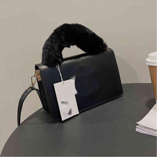 

fur bag fashion women designer fluffy crossbody purse winter luxury square pu shoulder handbag with handle
