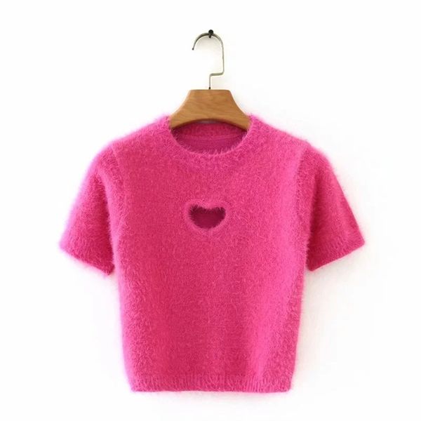 

short plush base girl love hollow knitted fashion sweater womens designers clothes 2020 crop, White;black