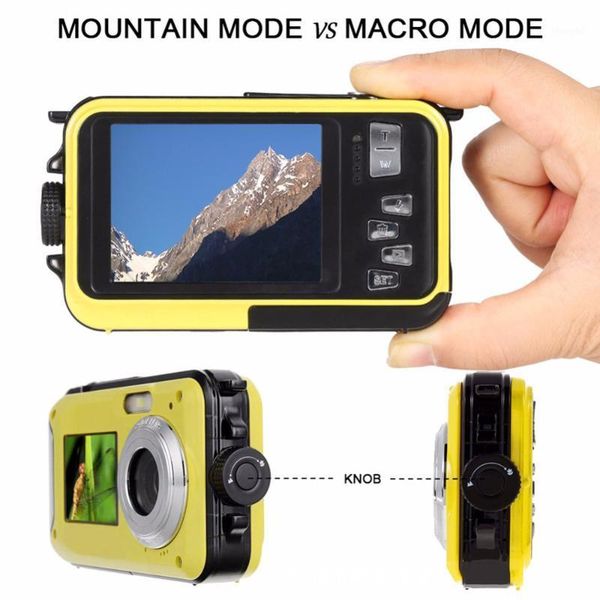 

2.7" digital camera waterproof 24mp max 1080p double screen 16x digital zoom camcorder fhd1920x1080 hd underwater camera1