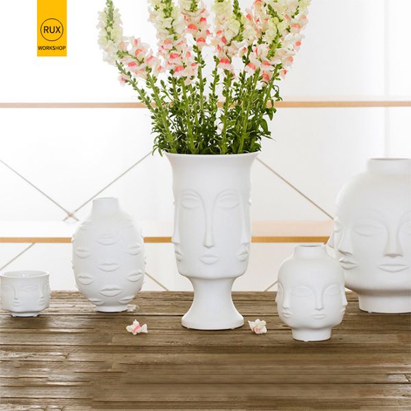 Forma Forma Designs Vaso De Cerâmica Porcelana Decoração Home Corredor Vasos Para Flores Branco Ferramentas T200703