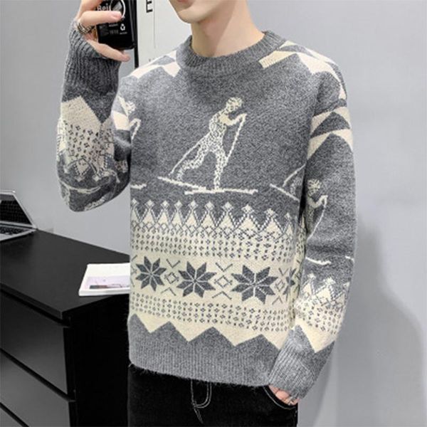 

men's sweaters 2021 autumn winter pullover men fashion casual warm sweater long sleeve o-neck pullovers coat, White;black