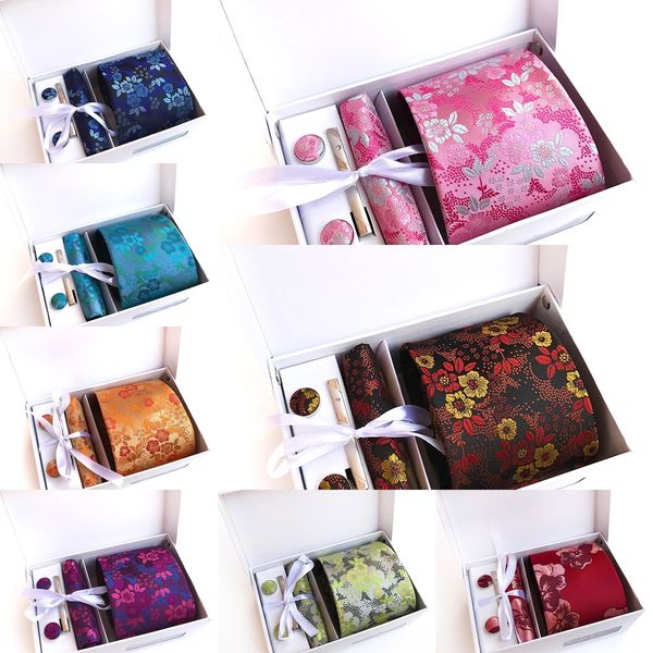 

rp7y wedding party mens necktie 8cm silk jacquard tie solid box green red classic ties for man business rbocott gold gift, Black;blue