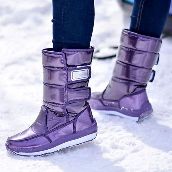 

white purple flat winter warm snow boots fashion outdoor warm snow boots calf 2020 trend new, Black