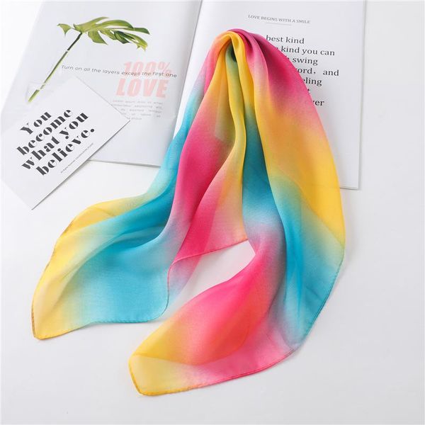 

chiffon square bag scarf print design lady hair foulard shawl head wraps women bandana fashion female neckerchief silk scarves, Blue;gray