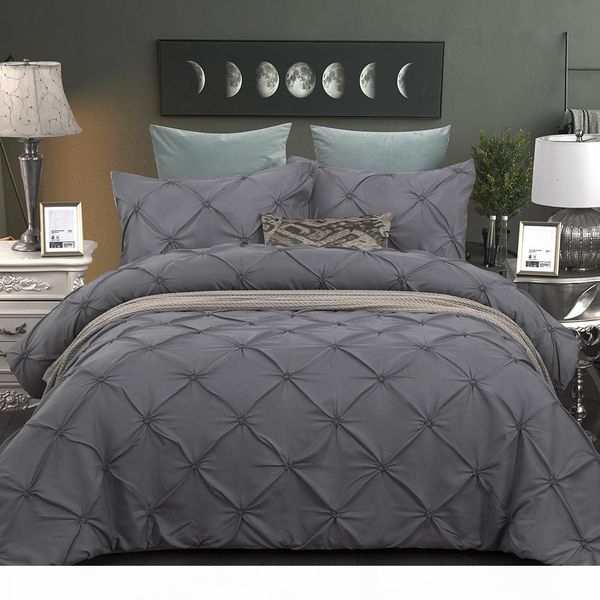 

wensd grey duvet cover pinch pleat brief bedding set  king 3pc bedlinen set comforter cover with pillowcase