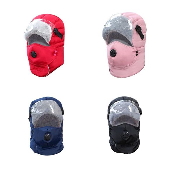 

winter windproof hat with velvet with a mask and glasses cashmere beanies thick warm vogue ladies wool angora hat female, Black