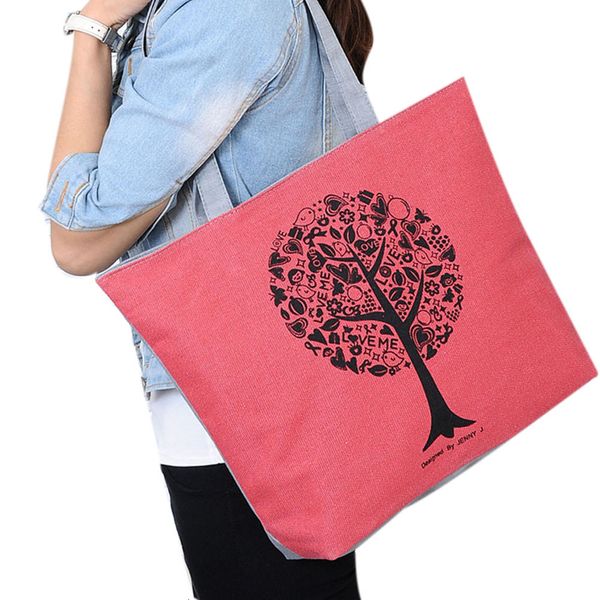 

brand women's canvas handbags female cute tree printing shoulder bags casual bolsos femenina ladies totes bolsas