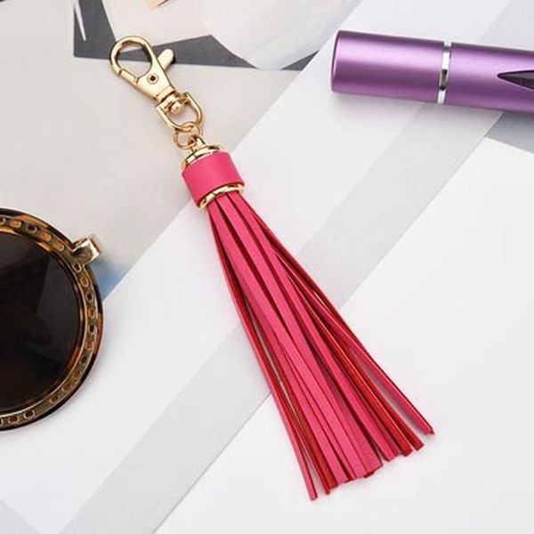 

fashion pu leather tassel women keychain bag pendant alloy car key chain ring holder retro jewelry acessory eh388 h wmtfmt