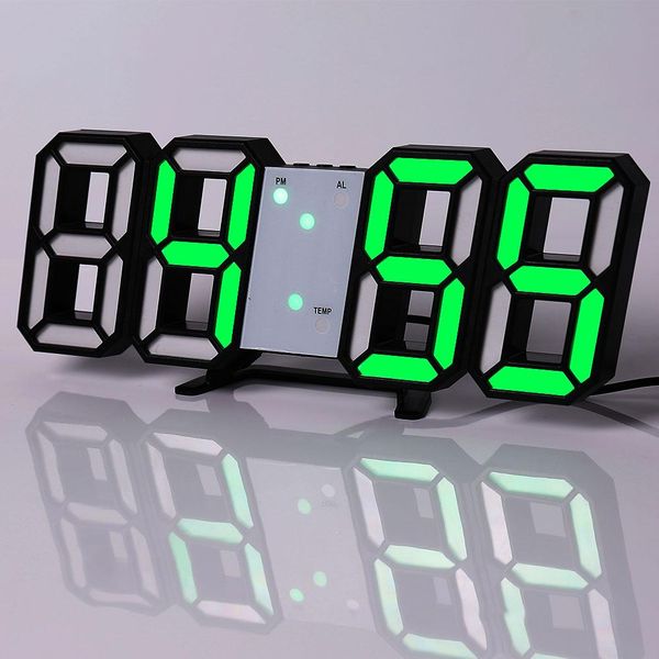 

wall clock digital alarm modern kitchen electronic smart 3d usb power supply led time date temperature display deskbedroom wmtobb