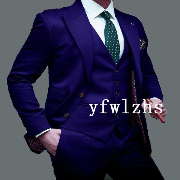 

custom-made two buttons groomsmen peak lapel groom tuxedos men suits wedding/prom/dinner man blazer(jacket+pants+tie+vest) w509, Black;gray