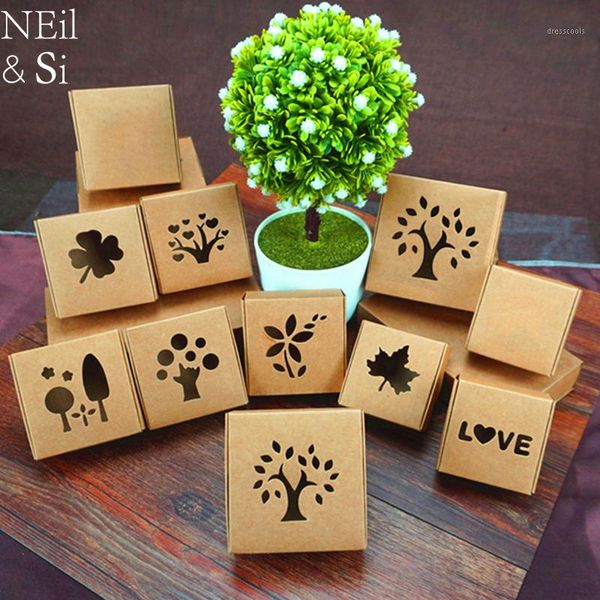 

kraft paper window box handmade soap wedding favor gift candy package brown boxes