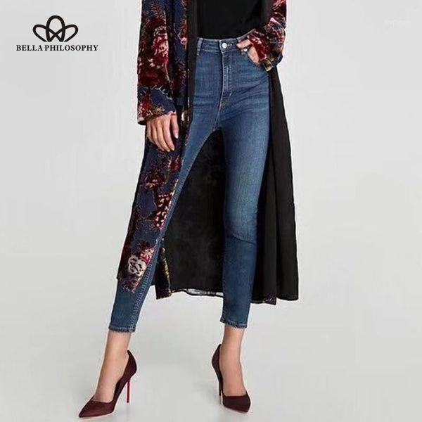

philosophy 2020 new fashion women slim jeans high waist skinny pencil pants casual female solid pencil jeans for women1, Blue