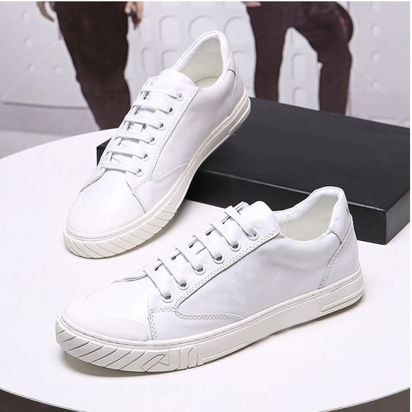 

leisure light texture trend italian fashion comfortable wear-resisting sneakers simplicity genuine leather lace up sport men shoes, Black