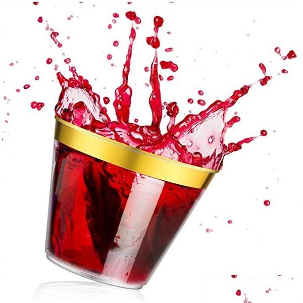 

rose gold plastic clear cups, 9 oz rimmed plastic cups old fashioned tumblers, fancy disposable rose gold rim-hard party/wedding cup cxuh5