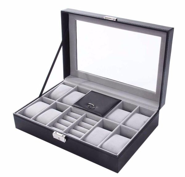 

new 30*20*8cm 2 in one 8 grids+3 mixed grids leather watch case storage organizer box luxury jewelry ri sqcerc dh_seller2010