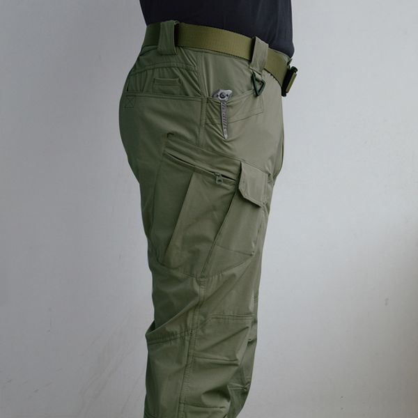 

thoshine brand summer men casual cargo pants thin pockets outdoor quick dry breathable waterproof military fan tactical trousers lj201104, Black