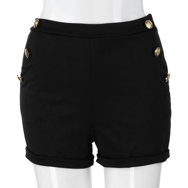

stylish bar plus size s-5xl elastic shorts women's polyester casual solid skinny zipper fly high waist shorts feminino 2020, White;black