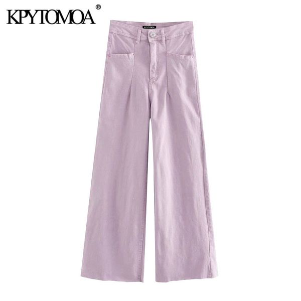 

kpytomoa women chic fashion high waist straight jeans vintage zipper fly pockets frayed hem female denim pants mujer 201029, Blue