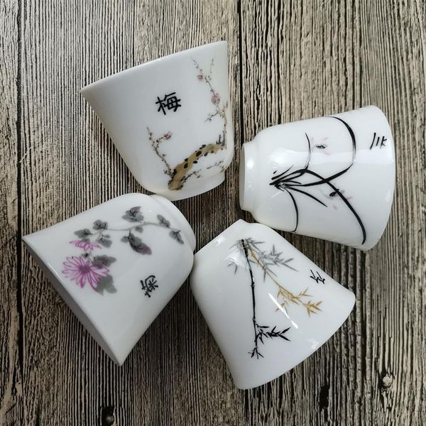 

китай чашка чая слива орхидея бамбук хризантема овца жир джейд белый керамический чайная фарфоровая samll вино кубок bbyexr lg2010